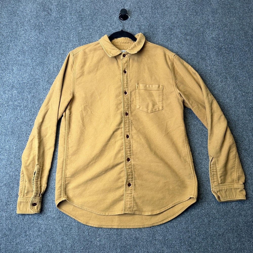 Outerknown Blanket Shirt Mens Medium Yellow Organic Cotton Flannel
